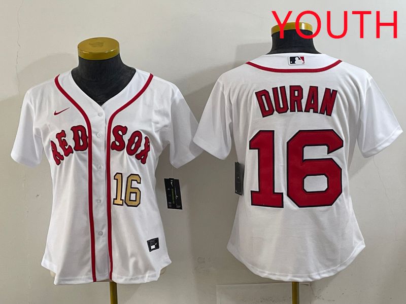 Youth 2025 Boston Red Sox #16 Duran White Game Nike MLB Jersey style 3->youth mlb jersey->Youth Jersey